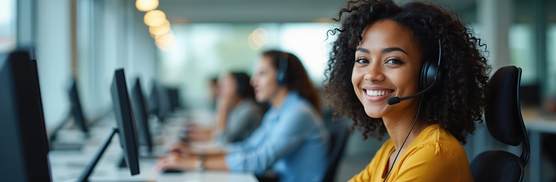 Woman with headset